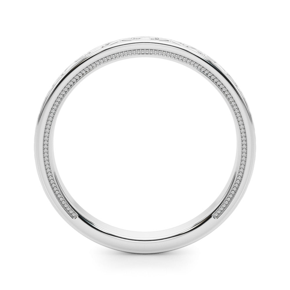 Platinum Vintage Engraved Milgrain Band 1