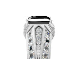Platinum Vintage Milgrain Fancy Black Princess Cut Diamond Split Shank Ring with Prong Setting_5