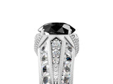 Platinum Vintage Milgrain Fancy Black Round Cut Diamond Split Shank Ring with Prong Setting_5
