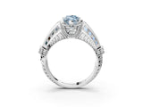 Platinum Vintage Milgrain Fancy Blue Marquise Cut Diamond Split Shank Ring with Prong Setting_3