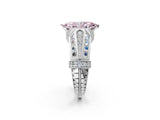 Platinum Vintage Milgrain Fancy Pink Marquise Cut Diamond Split Shank Ring with Prong Setting_8