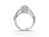 Platinum Vintage Milgrain Fancy Pink Marquise Cut Diamond Split Shank Ring with Prong Setting_9