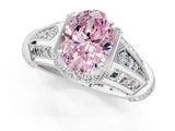 Platinum Vintage Milgrain Fancy Pink Oval Cut Diamond Split Shank Ring with Prong Setting_7