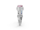 Platinum Vintage Milgrain Fancy Pink Princess Cut Diamond Split Shank Ring with Prong Setting_2