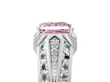 Platinum Vintage Milgrain Fancy Pink Princess Cut Diamond Split Shank Ring with Prong Setting_5