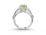 Platinum Vintage Milgrain Fancy Yellow Heart Cut Diamond Split Shank Ring with Prong Setting_3