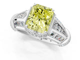 Platinum Vintage Milgrain Fancy Yellow Radiant Cut Diamond Split Shank Ring with Prong Setting_13