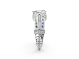Platinum Vintage Milgrain Pear Cut Diamond Split Shank Ring with Prong Setting_15