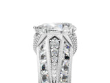 Platinum Vintage Milgrain Pear Cut Diamond Split Shank Ring with Prong Setting_18