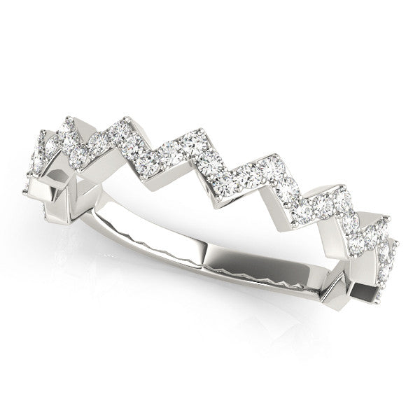Platinum Zigzag Diamond Pave Round Eternity Band with Prong Setting 1