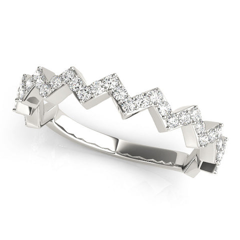 Platinum Zigzag Diamond Pave Round Eternity Band with Prong Setting 1