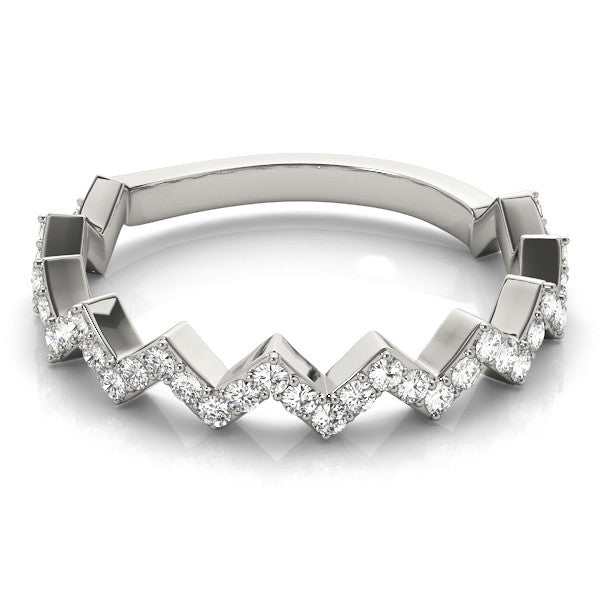 Platinum Zigzag Diamond Pave Round Eternity Band with Prong Setting 2