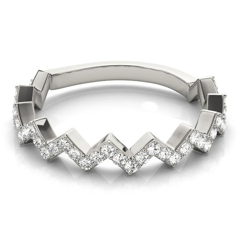 Platinum Zigzag Diamond Pave Round Eternity Band with Prong Setting 2