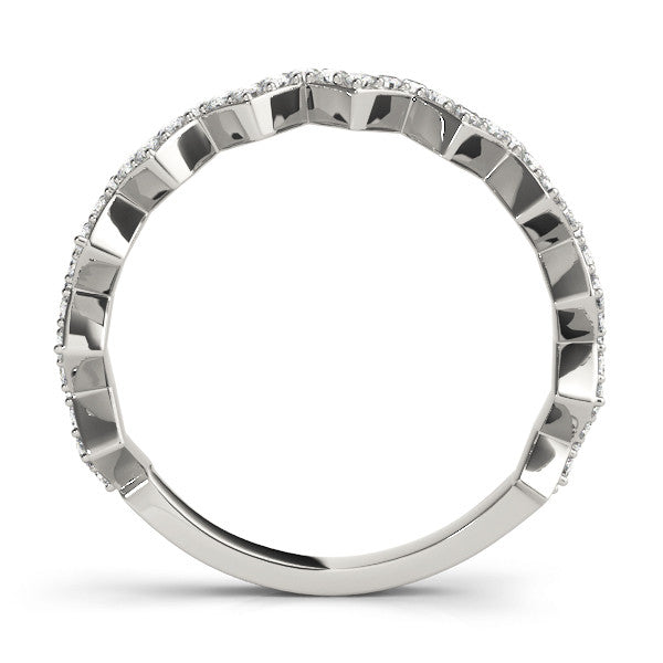 Platinum Zigzag Diamond Pave Round Eternity Band with Prong Setting