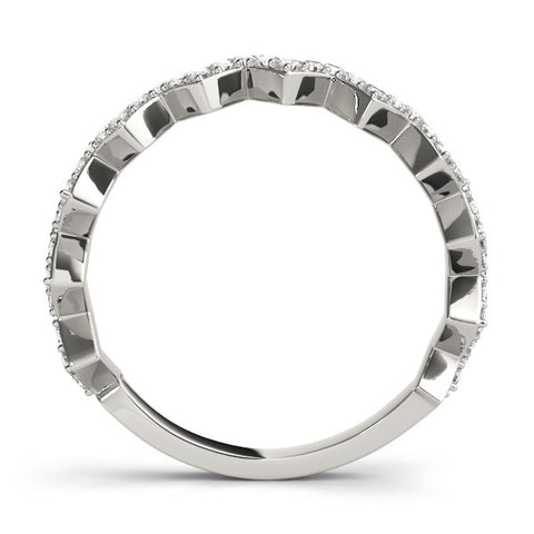 Platinum Zigzag Diamond Pave Round Eternity Band with Prong Setting