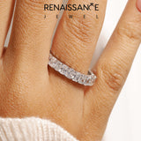 Silver radiant eternity band with shared prong setting