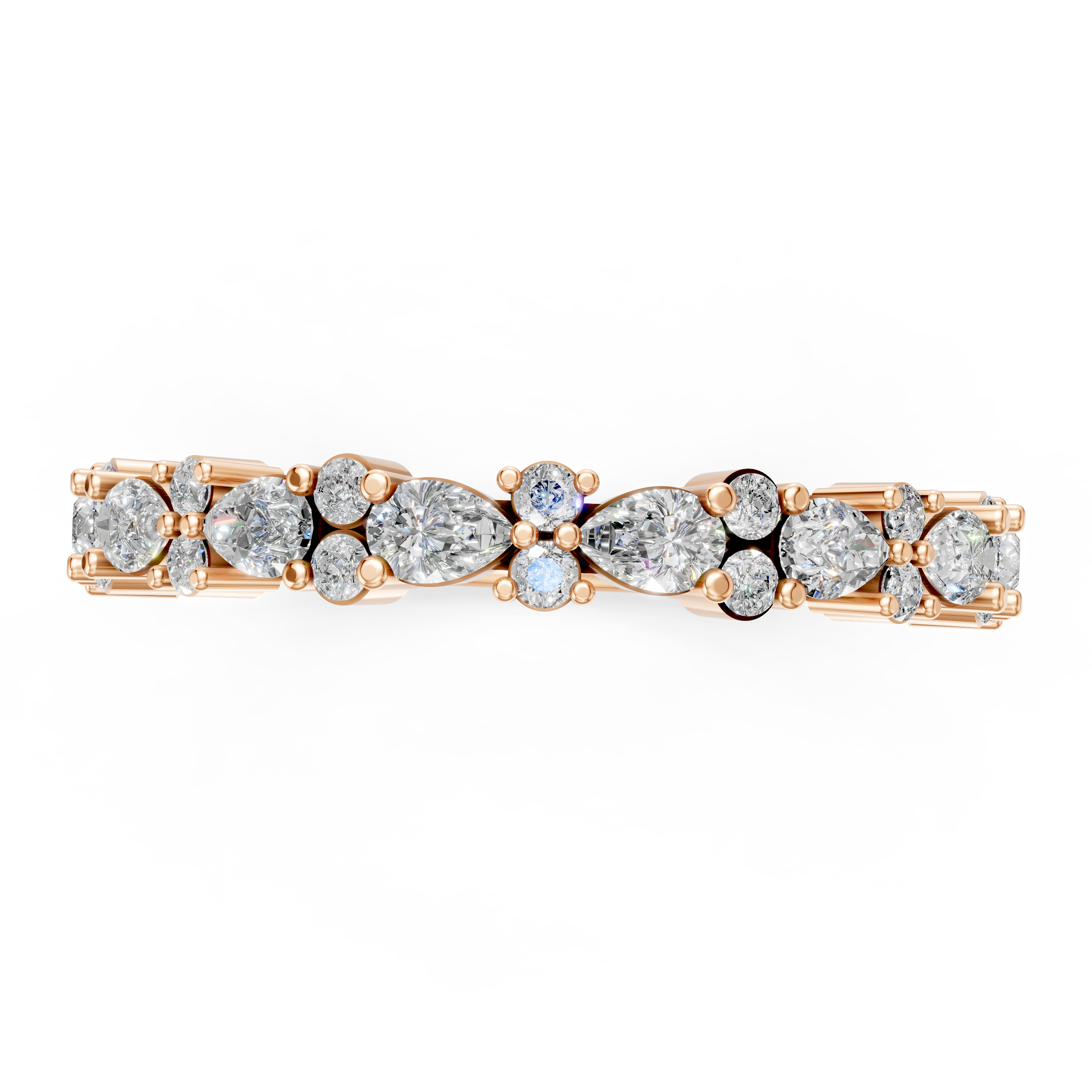 Rose Gold Pear & Round Diamond Wedding Band 1