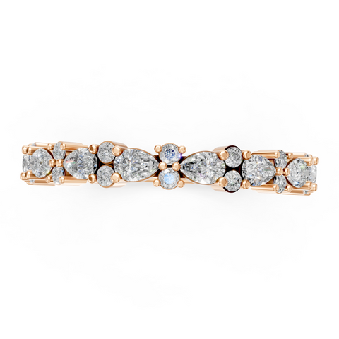Rose Gold Pear & Round Diamond Wedding Band 1