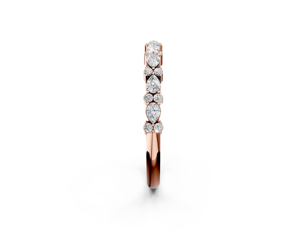 Rose gold Pear and Round Diamond Wedding Band