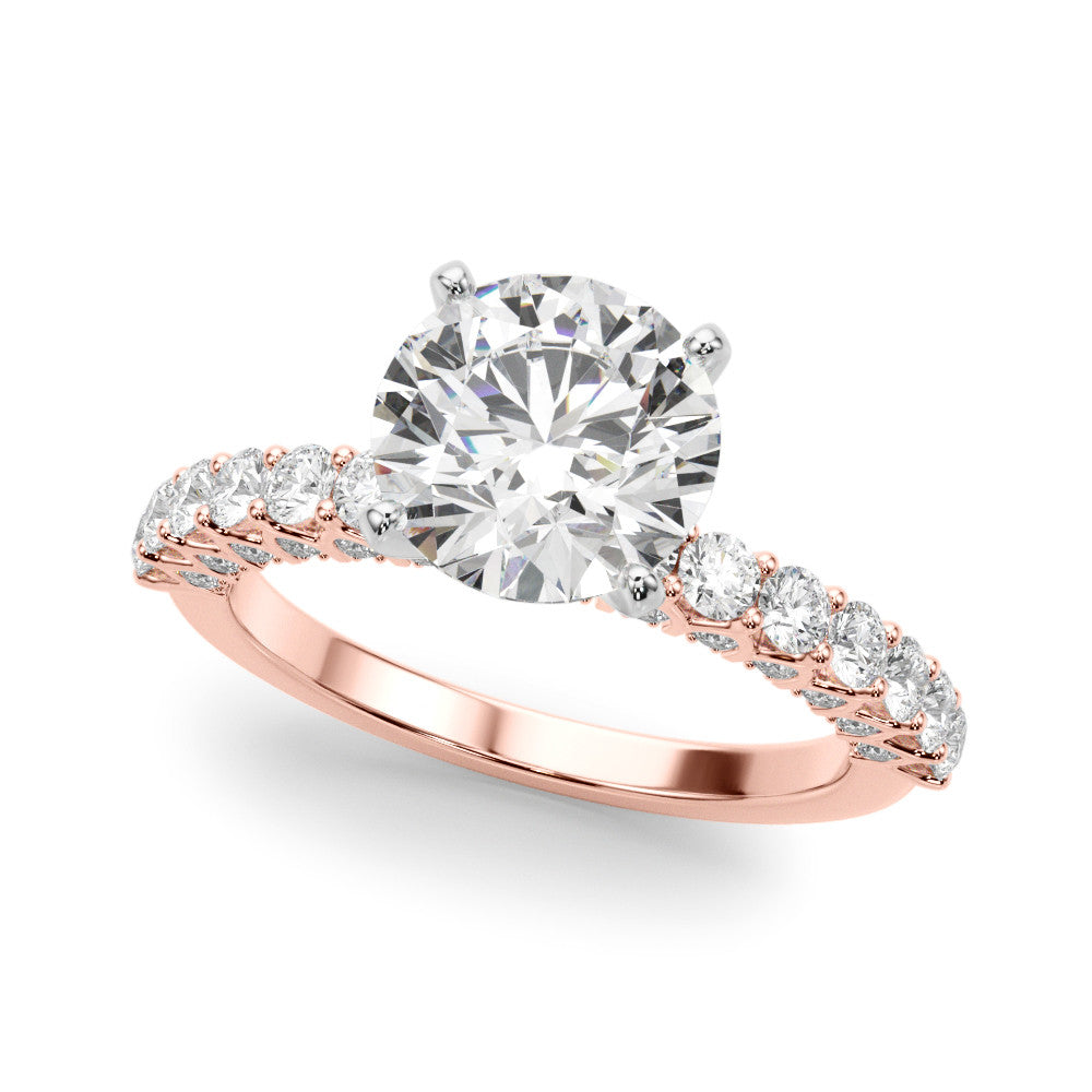 Rose Radiant Brilliant Solitaire with Pavé Band and Four-Prong Setting 1