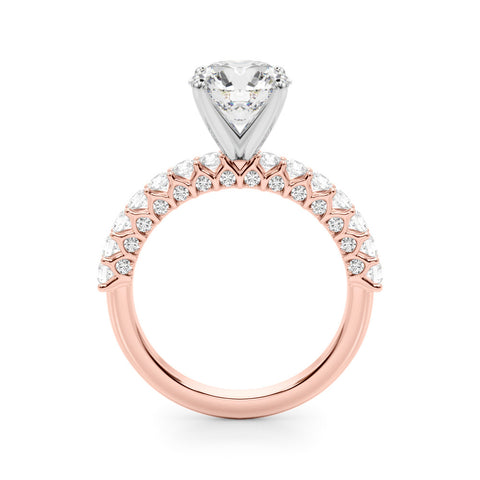 Rose Radiant Brilliant Solitaire with Pavé Band and Four-Prong Setting