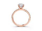 Rose gold 0.5 Carat Cushion Cut  Pave Band Solitaire Ring with Four-Prong Setting_3