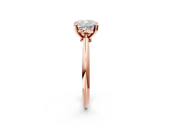 0.5 Carat Cushion Cut Rose gold Diamond Solitaire Engagement Ring with Classic Band and Four-Prong Setting