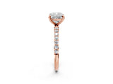 Rose gold 0.5 Carat Cushion Cut  Solitaire Ring with Pave Band and Four Prong Setting_26