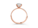 Rose gold 0.5 Carat Cushion Cut  Solitaire Ring with Pave Band and Four Prong Setting_27
