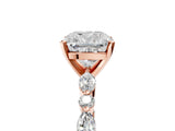 Rose gold 0.5 Carat Cushion Cut  Solitaire with Side Stones on a Pavé Band and Four-Prong Setting_17