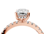 Rose gold 0.5 Carat Emerald Cut Diamond Solitaire Ring with Round  Pavé Band and Four-Prong Setting_22