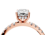 Rose gold 0.5 Carat Emerald Cut  Pave Band Solitaire Ring with Four-Prong Setting_16