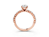 Rose gold 0.5 Carat Oval Cut  Solitaire with Side Stones, Pave Band, Four-Prong Setting_15