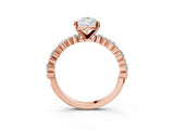 Rose gold 0.5 Carat Pear Cut  Solitaire with Side Stones, Pave Band, Four-Prong Setting_15