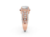 Rose gold 0.5 Carat Princess Cut Halo  Ring with Split Shank and Four-Prong Setting_2