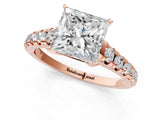 Rose gold 0.5 Carat Princess Cut  Solitaire Ring with Cathedral Setting and Pavé Band_1