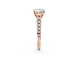 Rose gold 0.5 Carat Princess Cut  Solitaire Ring with Cathedral Setting and Pavé Band_2