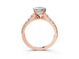 Rose gold 0.5 Carat Princess Cut  Solitaire Ring with Cathedral Setting and Pavé Band_3