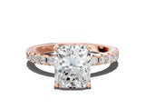 Rose gold 0.5 Carat Radiant Cut Diamond Solitaire Ring with Round  Pavé Band and Four-Prong Setting_18