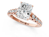 Rose gold 0.5 Carat Radiant Cut  Solitaire Ring with Cathedral Setting and Pavé Band_1