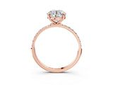 Rose gold 0.5 Carat Round Cut  Solitaire Ring with Pave Band and Four Prong Setting_15