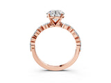 Rose gold 0.5 Carat Round Cut  Solitaire with Side Stones on a Pavé Band and Four-Prong Setting_15