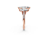 Rose gold 0.5 Carat Three-Stone Marquise Cut  Ring with Pavé Band and Prong Setting_2