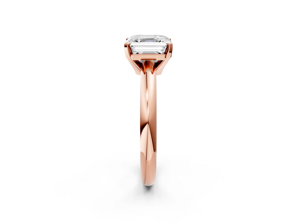 1 Carat Asscher Cut Rose gold Diamond Solitaire Engagement Ring with Round Band and Four-Prong Setting