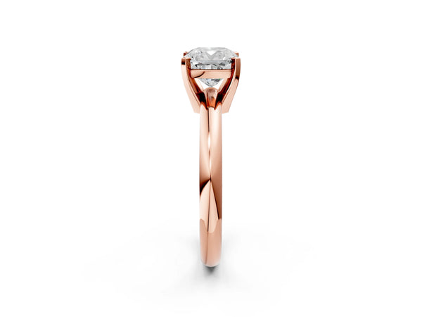 1 Carat Cushion Cut Rose gold Diamond Solitaire Engagement Ring with Round Band and Four-Prong Setting