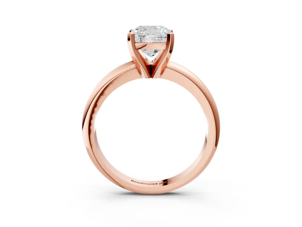 1 Carat Cushion Cut Rose gold Diamond Solitaire Engagement Ring with Round Band and Four-Prong Setting