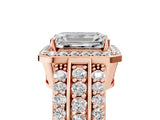 Rose gold 1 Carat Emerald Cut Halo  Ring with Split Shank and Four-Prong Setting_5