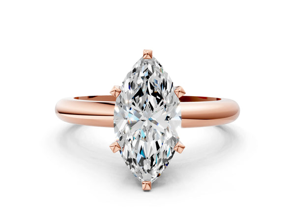 1 Carat Marquise Cut Rose gold Diamond Solitaire Engagement Ring with Round Band and Four-Prong Setting