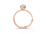Rose gold 1 Carat Marquise Cut  Solitaire Ring with Pave Band and Four Prong Setting_15