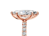 Rose gold 1 Carat Marquise Cut  Solitaire Ring with Pave Band and Four Prong Setting_17